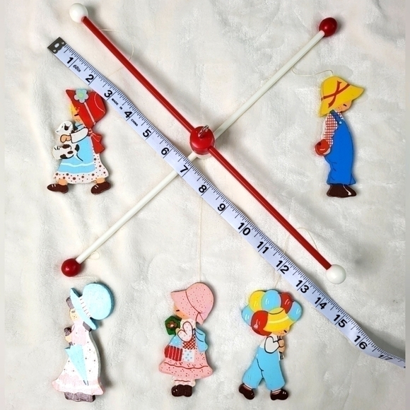 VINTAGE Wooden Baby Crib Mobile. Hand painted - Picture 3 of 5